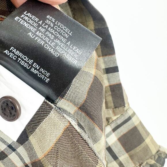 Nili Lotan Plaid Lydia Button Down Shirt Top Long Sleeve Brown Size XS NWT - Picture 12 of 12